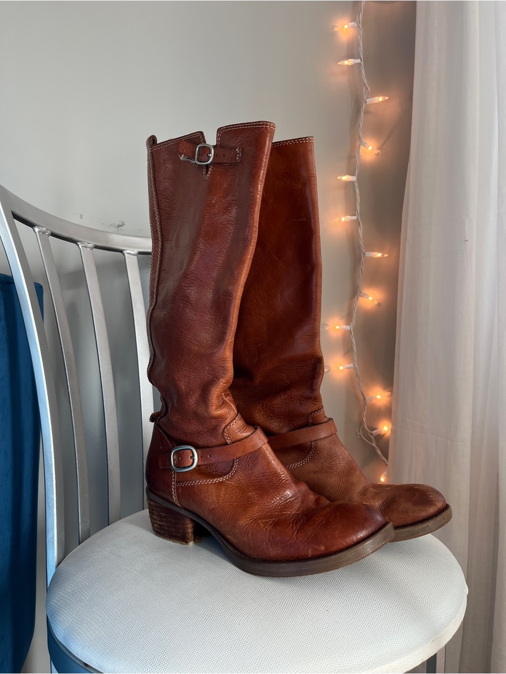 lucky brand brown leather knee high boots size 8